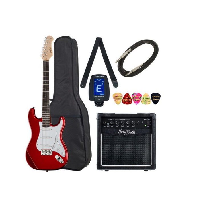 Pachet Chitara Electrica, Harley Benton, ST-20CA, Amplificator, Cablu, Curea, Acordor, Pene
