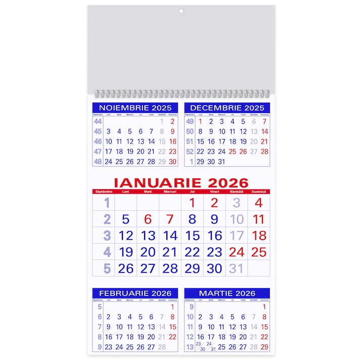 Calendar 2026, 30x42 cm 5 luni/fila, 12 file