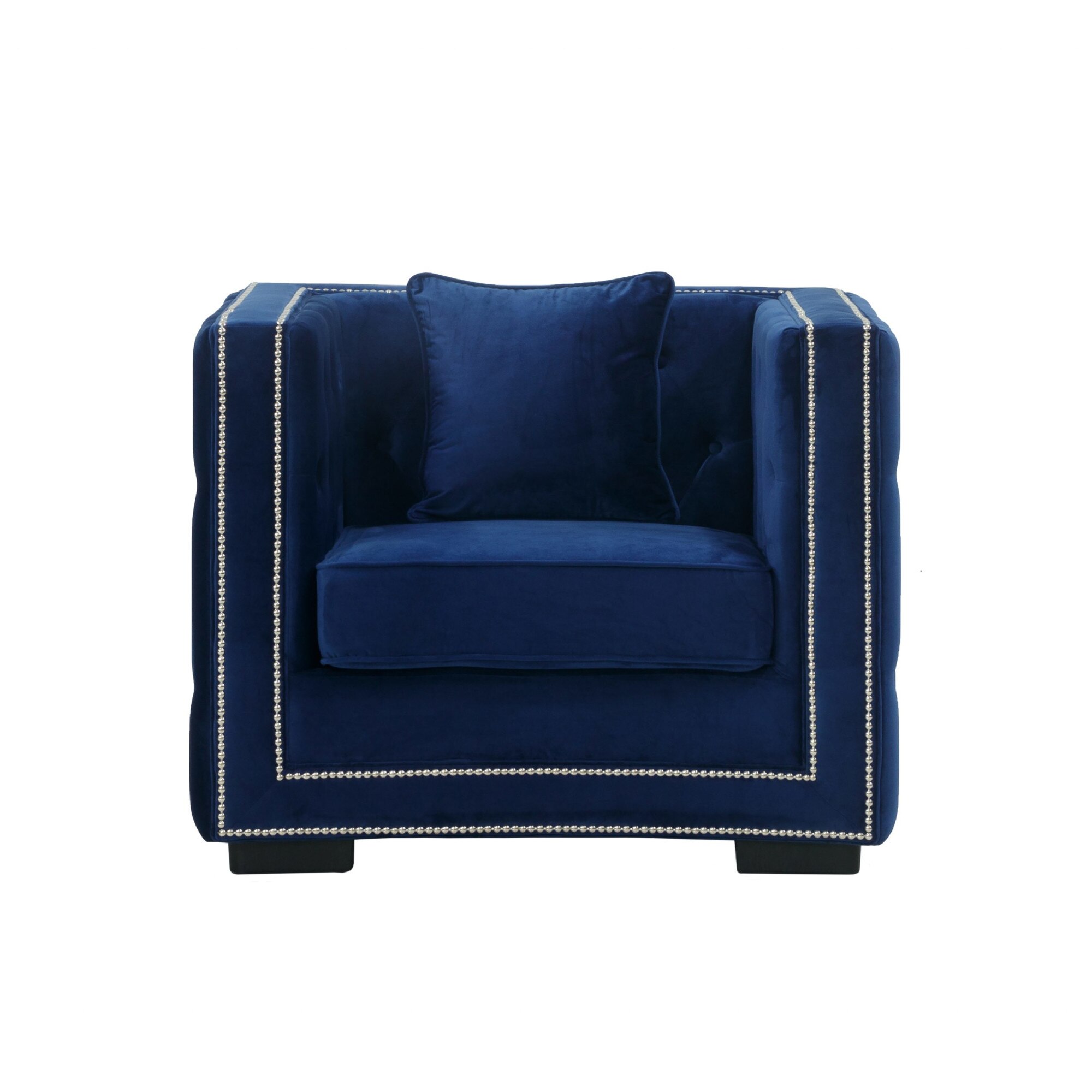 Fotoliu Chester Royal, Mobila Sigma, catifea dark blue cu perna, 102x88x79 cm