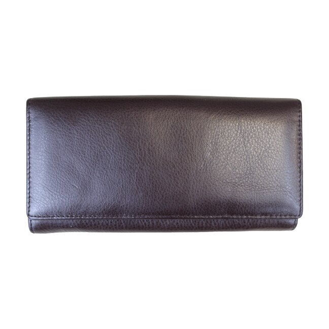 Portofel dama din piele naturala, model cu doua fete, Hassion, A04 Dark Brown