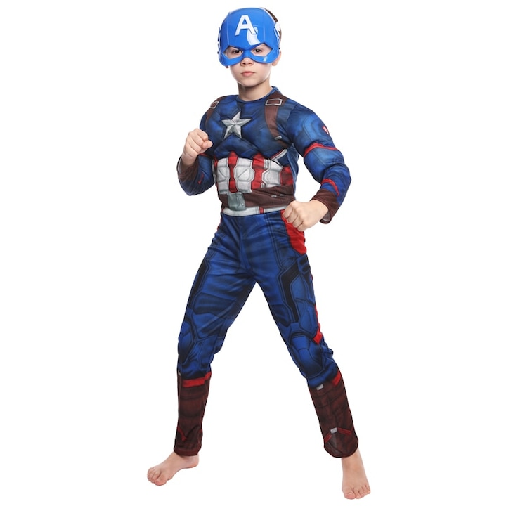 OLMA Klasszikus Captain America Jelmez, fiúknak, M, 5-7 éves
