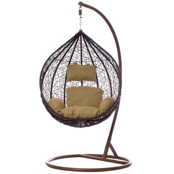 Balansoar cuib, metal si ratan, 92x109x64cm, marime M, culoare Maro, perna verde Balansoar cuib, metal si ratan, 92x109x64cm, marime M, culoare Maro, perna verde