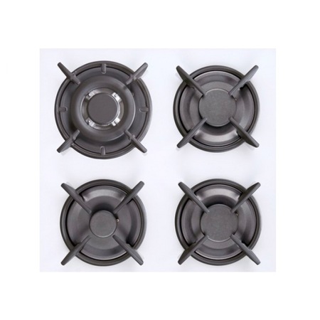 Plita gaz incorporabila Studio Casa Crystal White Venezia, Gratare fonta, 4 arzatoare gaz, Wok , Aprindere electrica, Sticla alba