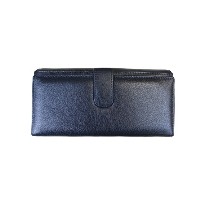 Portofel dama din piele naturala, model cu doua fete, Hassion, BSA04 Dark Blue