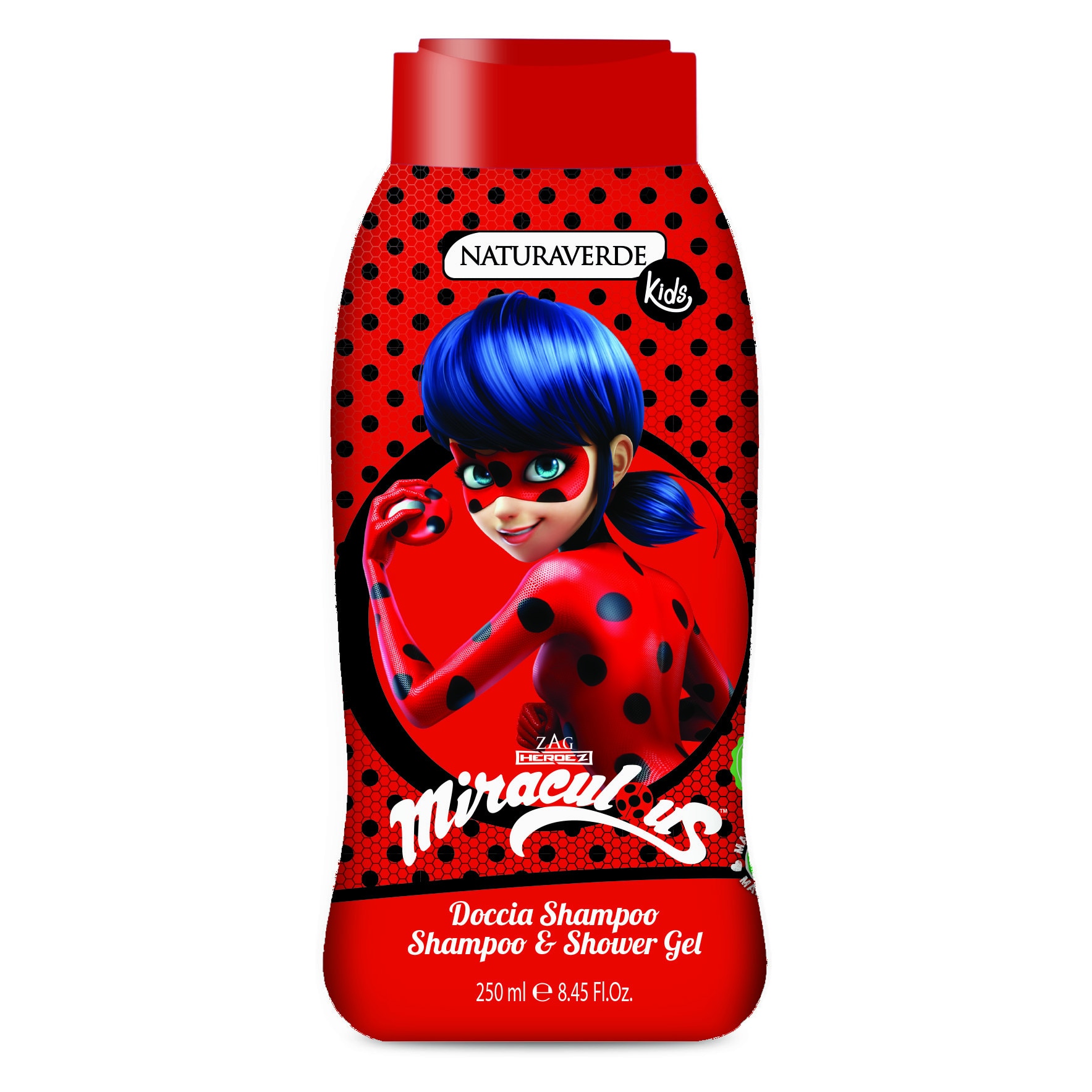 Sampon si Gel de corp Lady Bug Miraculous Natura Verde Kids cu extracte organice de Albastrele 250 ml