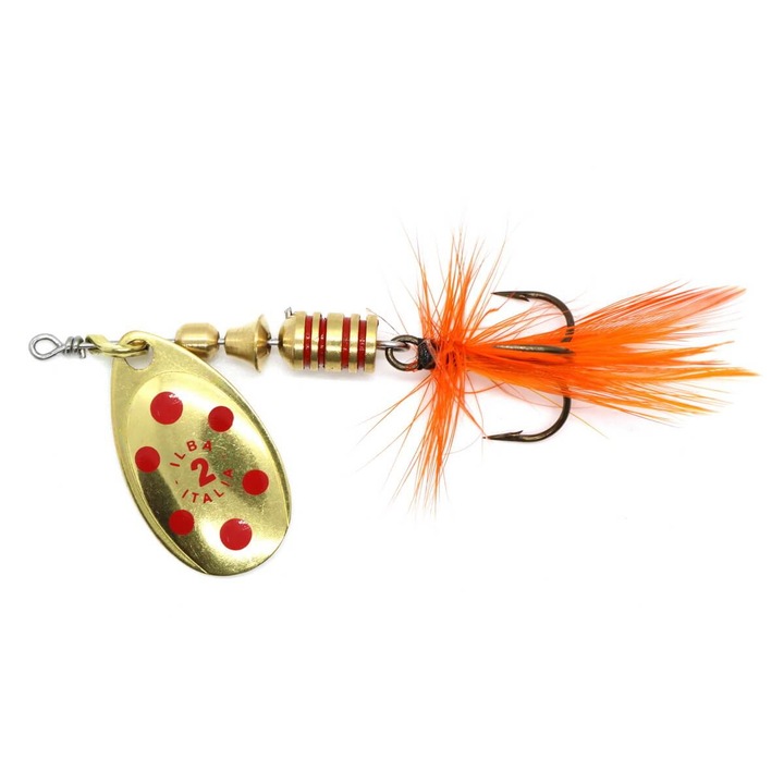 Lingurita rotativa Ilba Tondo Fly marimea 2, 5gr, culoarea Gold/Red, pene Portocalii