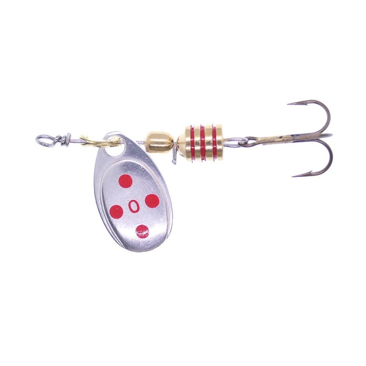 Lingurita rotativa Ilba Tondo marimea 0, 2gr, culoarea Silver/Red, pentru pescuit la pastrav, clean sau biban