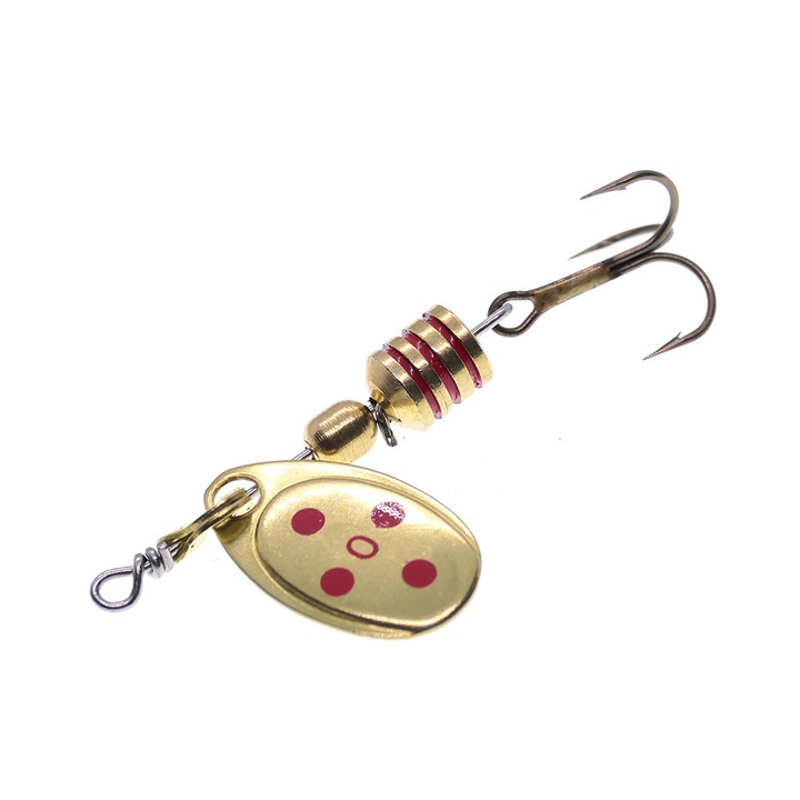 Lingurita rotativa Ilba Tondo marimea 0, 2gr, culoarea Gold/Red, pentru pescuit la pastrav, clean sau biban