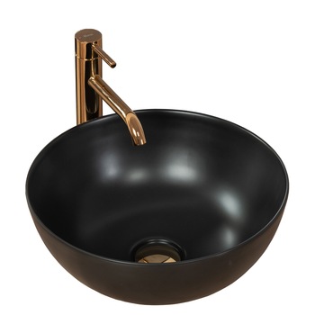 Lavoar blat Stella, Rea, Ceramica, 360x360x150x130 mm, Negru Lavoar blat Stella, Rea, Ceramica, 360x360x150x130 mm, Negru