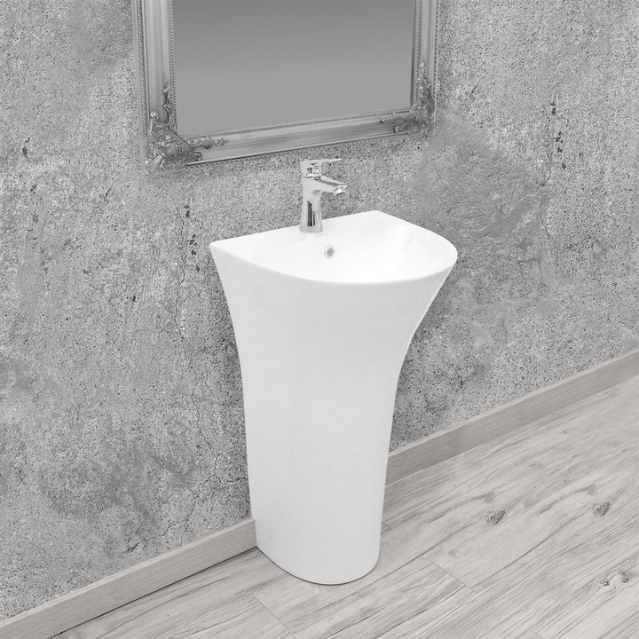 Lavoar Rita, Rea, Aspect lucios, Ceramica, 83,5 x 42 x 48, Alb