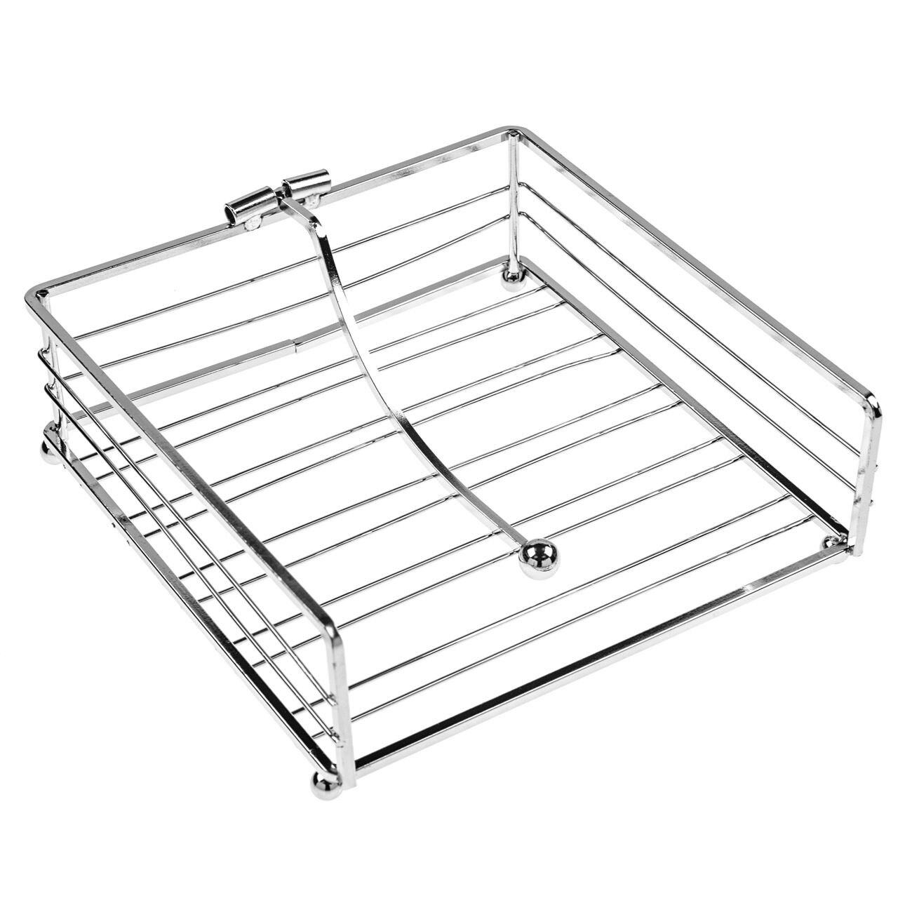 Suport servetele, Zola®, metalic, argintiu ,clips pentru fixare servetele, 19x19x6 cm