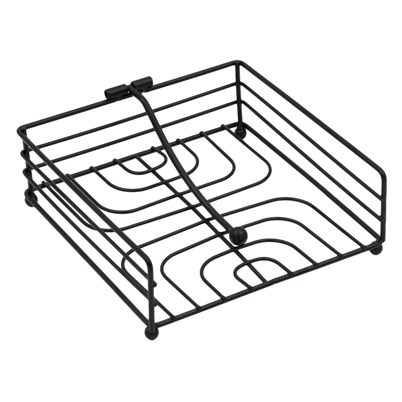 Suport servetele, Zola®, metalic, negru, cu clips pentru fixare servetele