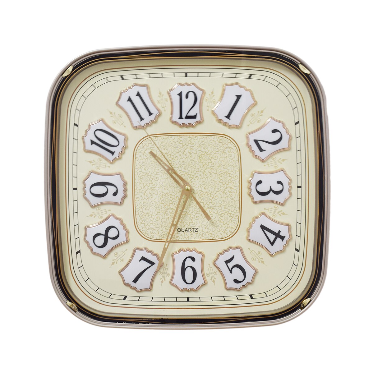 Ceas de perete 40x40 cm, mecanism silentios, D3280 culoare Crem / Auriu