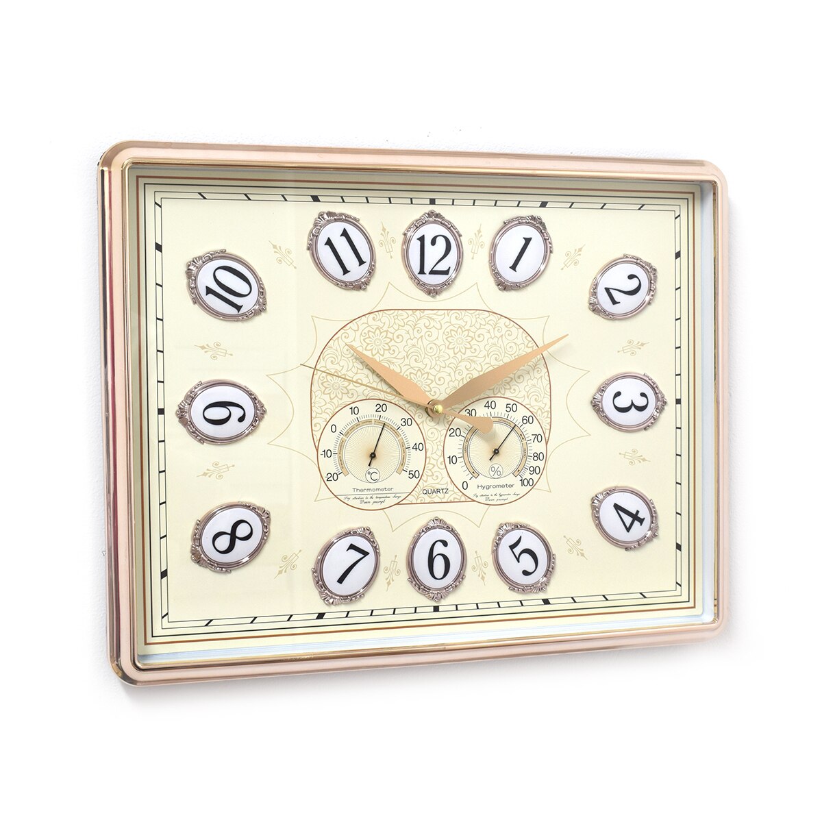 Ceas de perete 49x39 cm, mecanism silentios, D3284 culoare Crem / Rose Gold