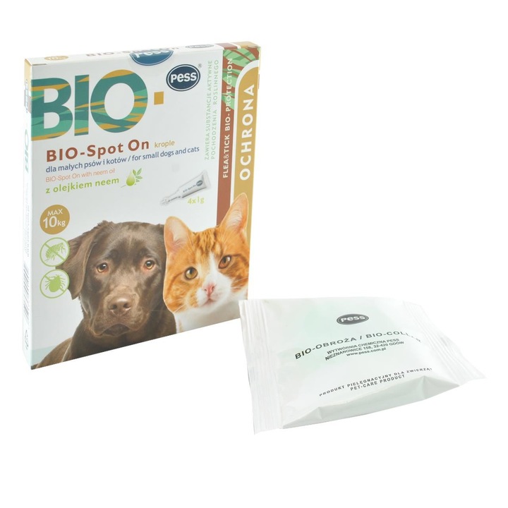 Противопаразитна пипета за кучета и котки BIO Pess, 0-10 кг, кутия с 4 пипети