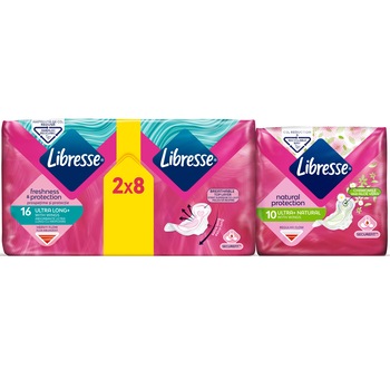 Pachet promo: Absorbante Libresse Ultra Long Duo, 16 bucati + Absorbante Libresse Ultra Normal Musetel & Aloe Vera, 10 bucati Pachet promo: Absorbante Libresse Ultra Long Duo, 16 bucati + Absorbante Libresse Ultra Normal Musetel & Aloe Vera, 10 bucati