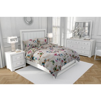 Lenjerie de pat (bumbac 100%) 1 Persoana, 140x220, Alb/Bej, DEBORAH Lenjerie de pat (bumbac 100%) 1 Persoana, 140x220, Alb/Bej, DEBORAH