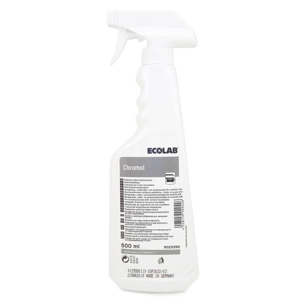 Pulverizator Lichid EcoLab Chromol, 500 ml, pentru Intretinerea Suprafetelor din Inox