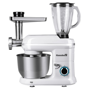 Robot de bucatarie multifunctional All-in-one Hausberg HB-7605AB, 1000 W, mixer/blender/tocat carne, Alb Robot de bucatarie multifunctional All-in-one Hausberg HB-7605AB, 1000 W, mixer/blender/tocat carne, Alb