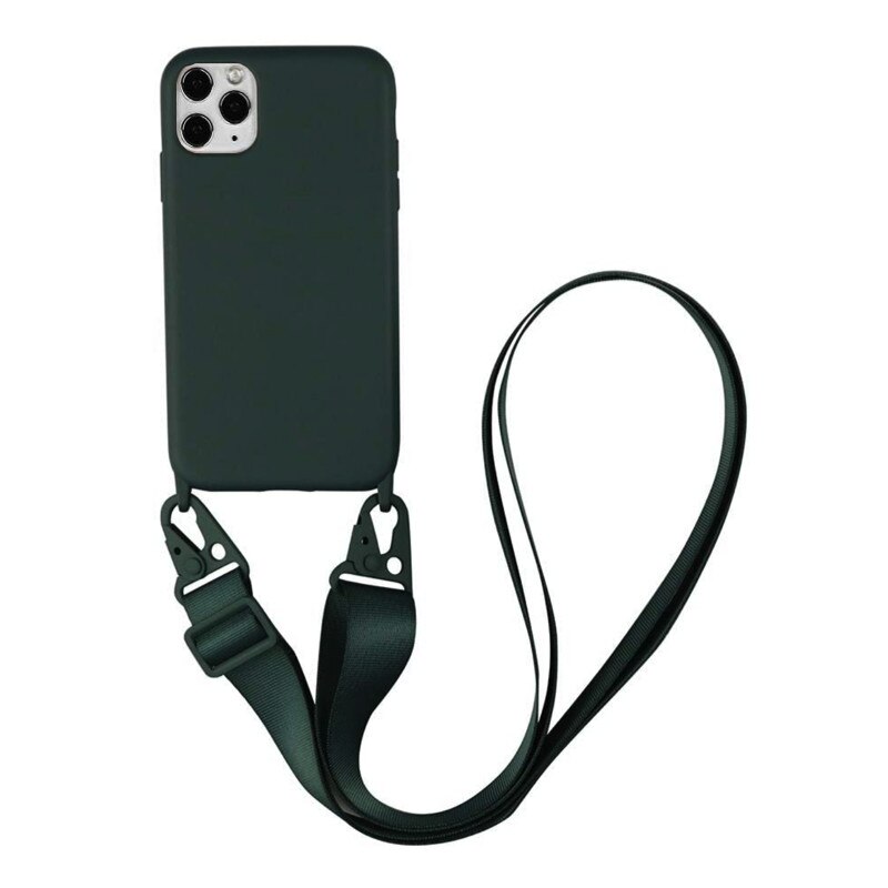 Husa din silicon cu snur textil pentru iPhone 11 Pro Army Green