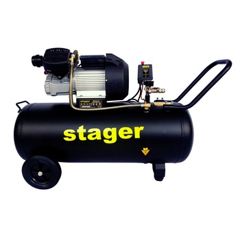 Compresor aer Stager HM3100V-10, 100L, 10bar, 356L/min, monofazat, angrenare directa Compresor aer Stager HM3100V-10, 100L, 10bar, 356L/min, monofazat, angrenare directa