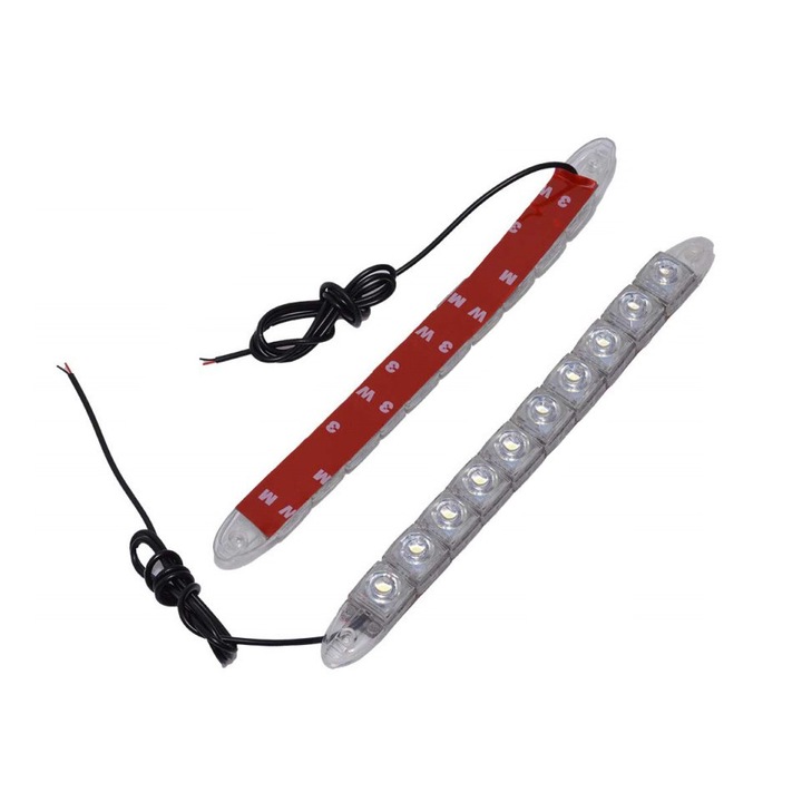 Set doua benzi cu DRL cu 10 LED-uri COB elSales ELS-DRL10 pentru autoturisme, motociclete, camioane , lumina alb rece