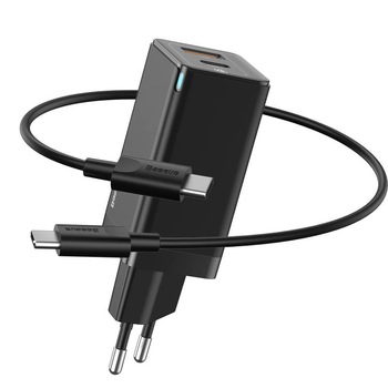 Incarcator rapid Baseus GaN2 C + USB, 45W, EU, Negru Incarcator rapid Baseus GaN2 C + USB, 45W, EU, Negru