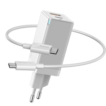 Incarcator rapid Baseus GaN2 C + USB, 45W, EU, Alb Incarcator rapid Baseus GaN2 C + USB, 45W, EU, Alb