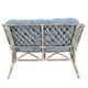 Set mobilier gradina cu 2 scaune si canapea, Bahama Gri, Lemn/Sticla, perne albastre