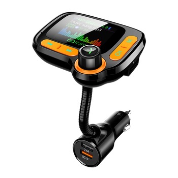 Modulator FM Auto Bluetooth 5.0 rotire 360 grade, avand port incarcare Qc 3.0, inca un port USB de 2.4 A, cu display TFT 1.77 inch, slot card TF, iesire auxiliara pentru casti, port U Disk - Phuture® Modulator FM Auto Bluetooth 5.0 rotire 360 grade, avand port incarcare Qc 3.0, inca un port USB de 2.4 A, cu display TFT 1.77 inch, slot card TF, iesire auxiliara pentru casti, port U Disk - Phuture®