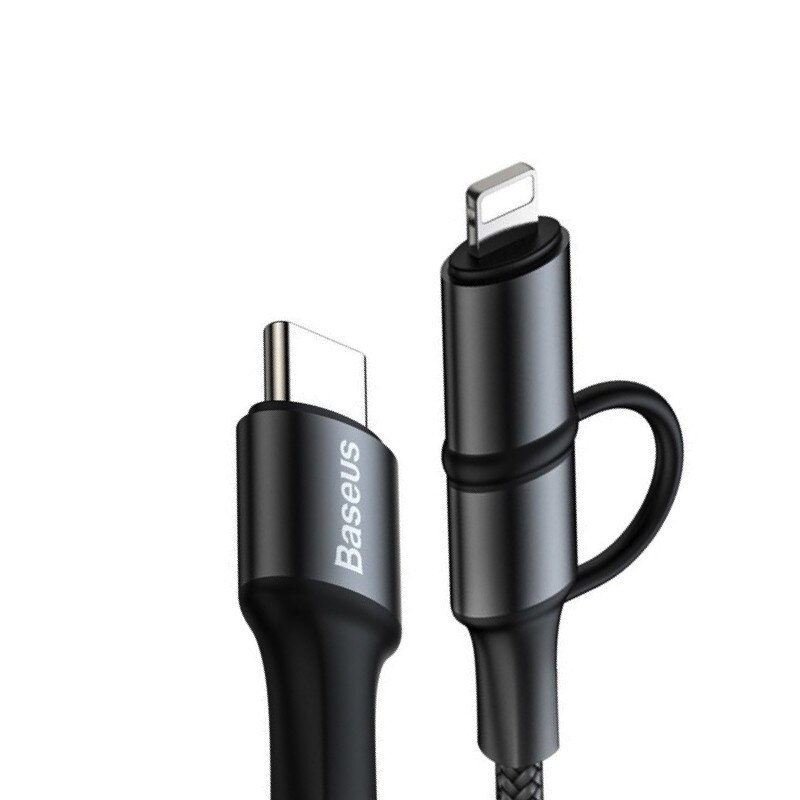 Cablu de alimentare 2 in1 Baseus Twins USB Tip C - USB Tip C (60W 20V 3A)+ adaptor Lightning (5V 2A)