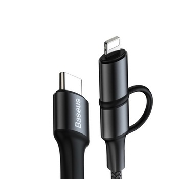 Cablu de alimentare 2 in1 Baseus Twins USB Tip C - USB Tip C (60W 20V 3A)+ adaptor Lightning (5V 2A) Cablu de alimentare 2 in1 Baseus Twins USB Tip C - USB Tip C (60W 20V 3A)+ adaptor Lightning (5V 2A)