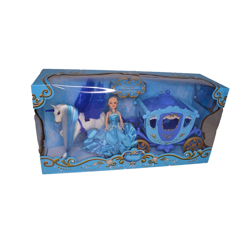 Set Papusa si Caleasca Printesa cu Calut Inaripat