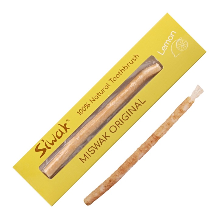 Periuta de dinti naturala, Siwak Miswak Lemon pentru albirea dintilor cu aroma de lamaie