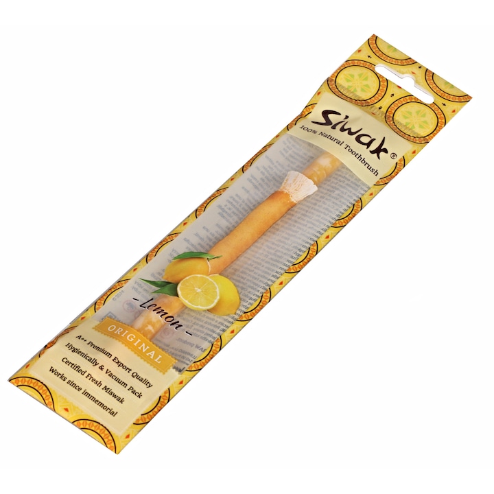 Természetes fogkefe, Siwak Miswak Lemon fogfehérítéshez citrom ízzel