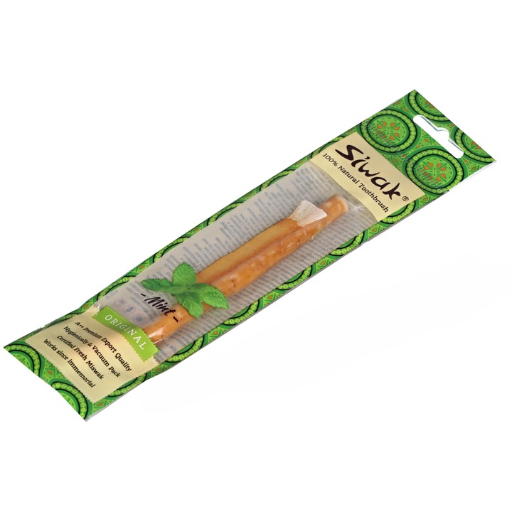 Siwak Miswak Mint Természetes fogkefe, fogfehérítéshez, mentolos aromával