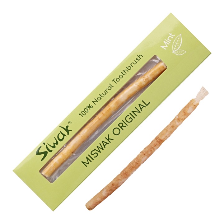 Periuta de dinti naturala, Siwak Miswak Mint pentru albirea dintilor cu aroma mentolata