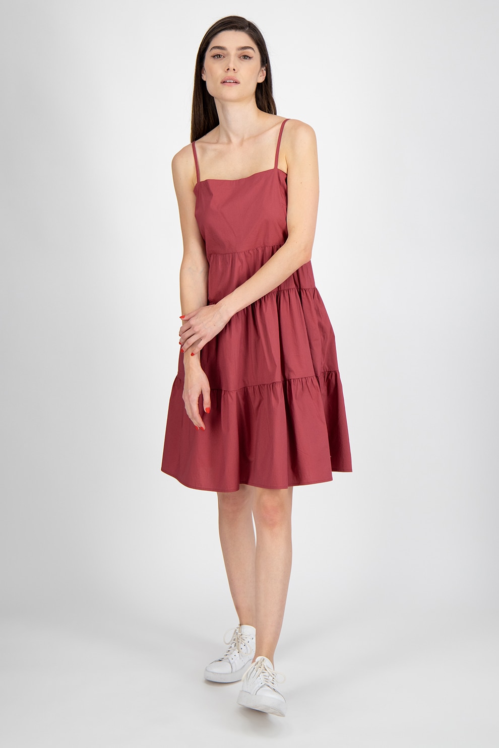 GAP, Rochie evazata fara maneci, Rosu inchis