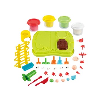 Set plastilina PlayGo ferma vesela, 4 culori Set plastilina PlayGo ferma vesela, 4 culori