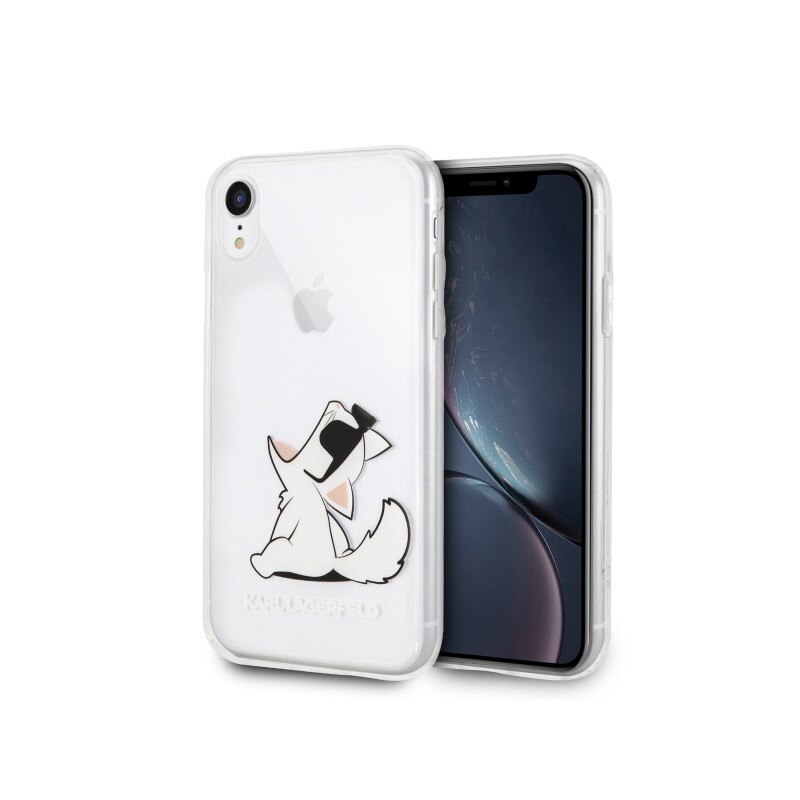 Husa Spate Premium Karl Lagerfeld iPhone Xr, Choupette Fun, Transparenta - Klhci61cfnrc