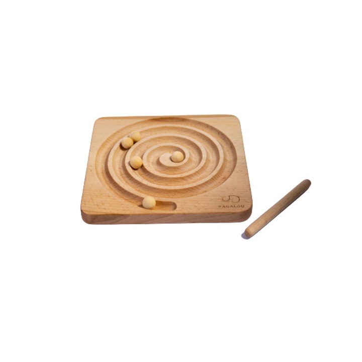 Panou de trasare cu spirala, activitate Montessori, PAGALOU, lemn, + 2 ani