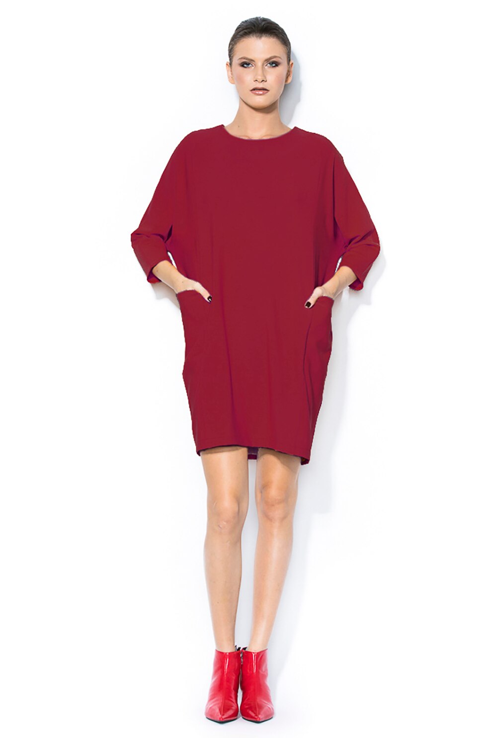 BLUZAT, Rochie supradimensionata cu buzunare laterale, Zmeuriu