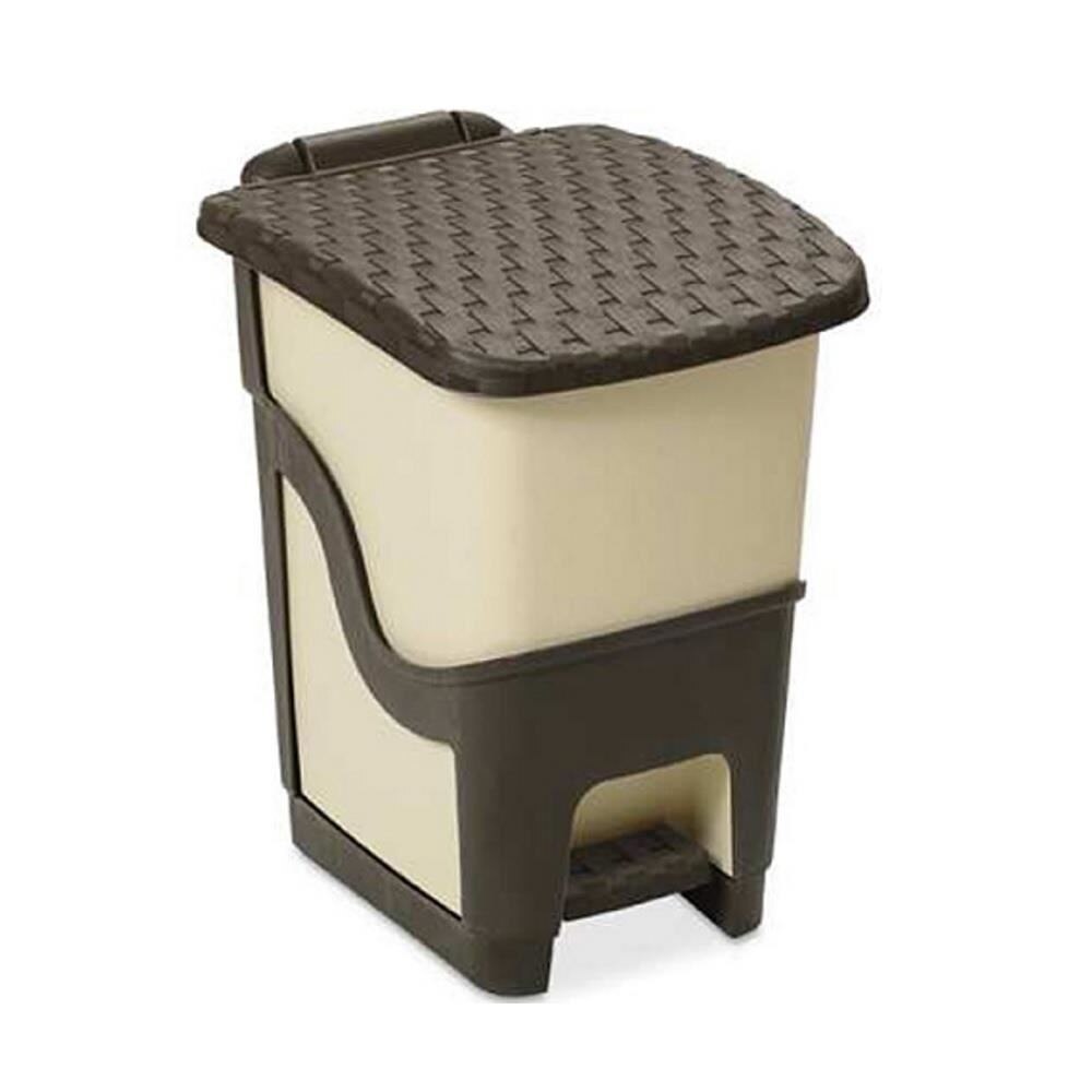 Cos de gunoi cu pedala Strend Pro DEAhome Rattan, capacitate 18 litri, maro