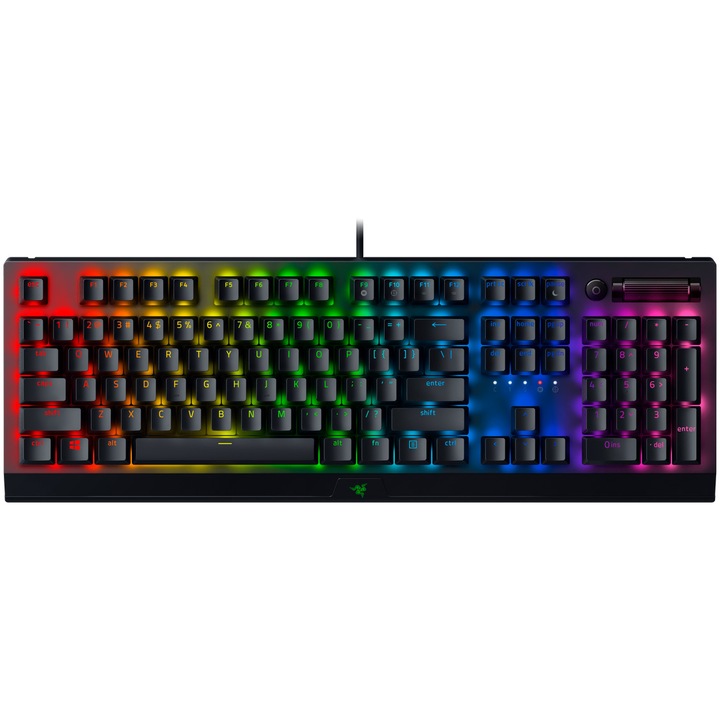 Клавиатура Gaming Razer BlackWidow V3, Механична, Chroma RGB подсветка, Switch Razer Green, US Layout, Черен