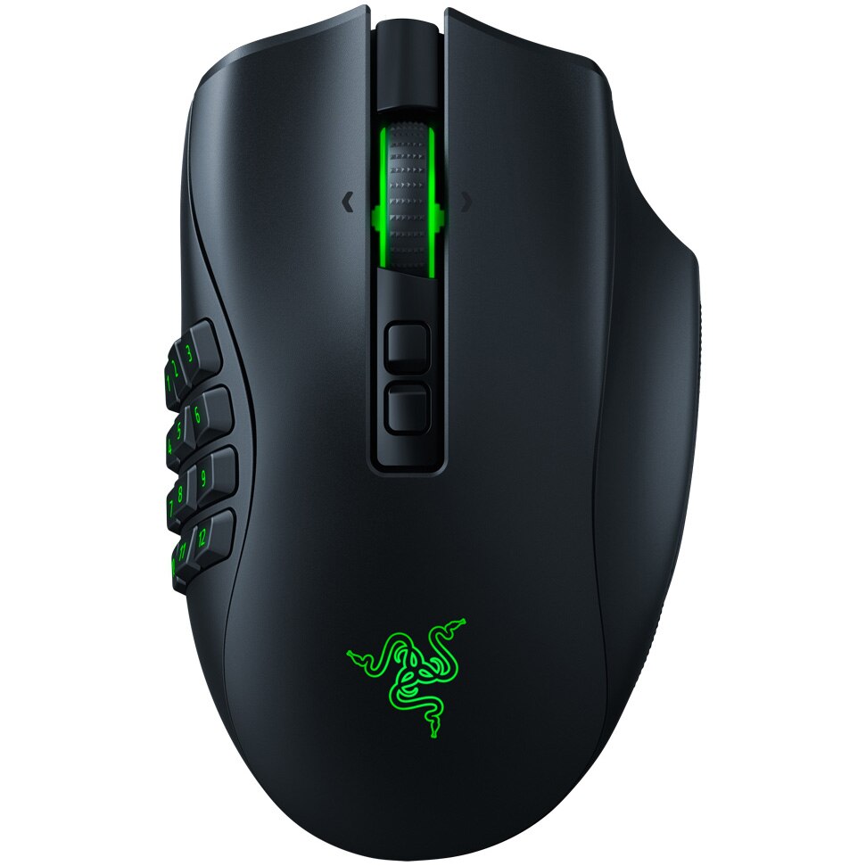 Mouse gaming wireless Razer Naga Pro, 3 module butoane laterale, switchuri optice, 2.4GHz HyperSpeed & Bluetooth, iluminare Chroma RGB, Negru
