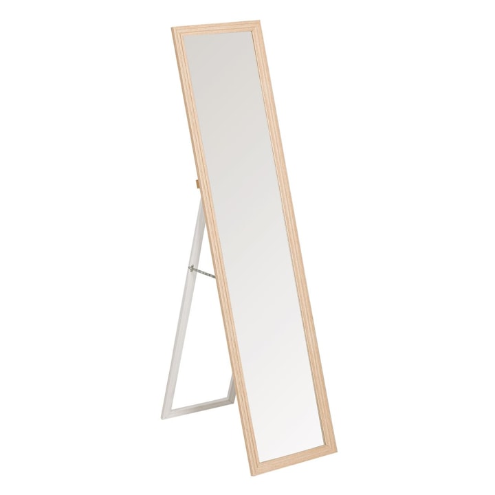 Oglinda verticala de podea cu suport metalic, stejar, 156x36cm