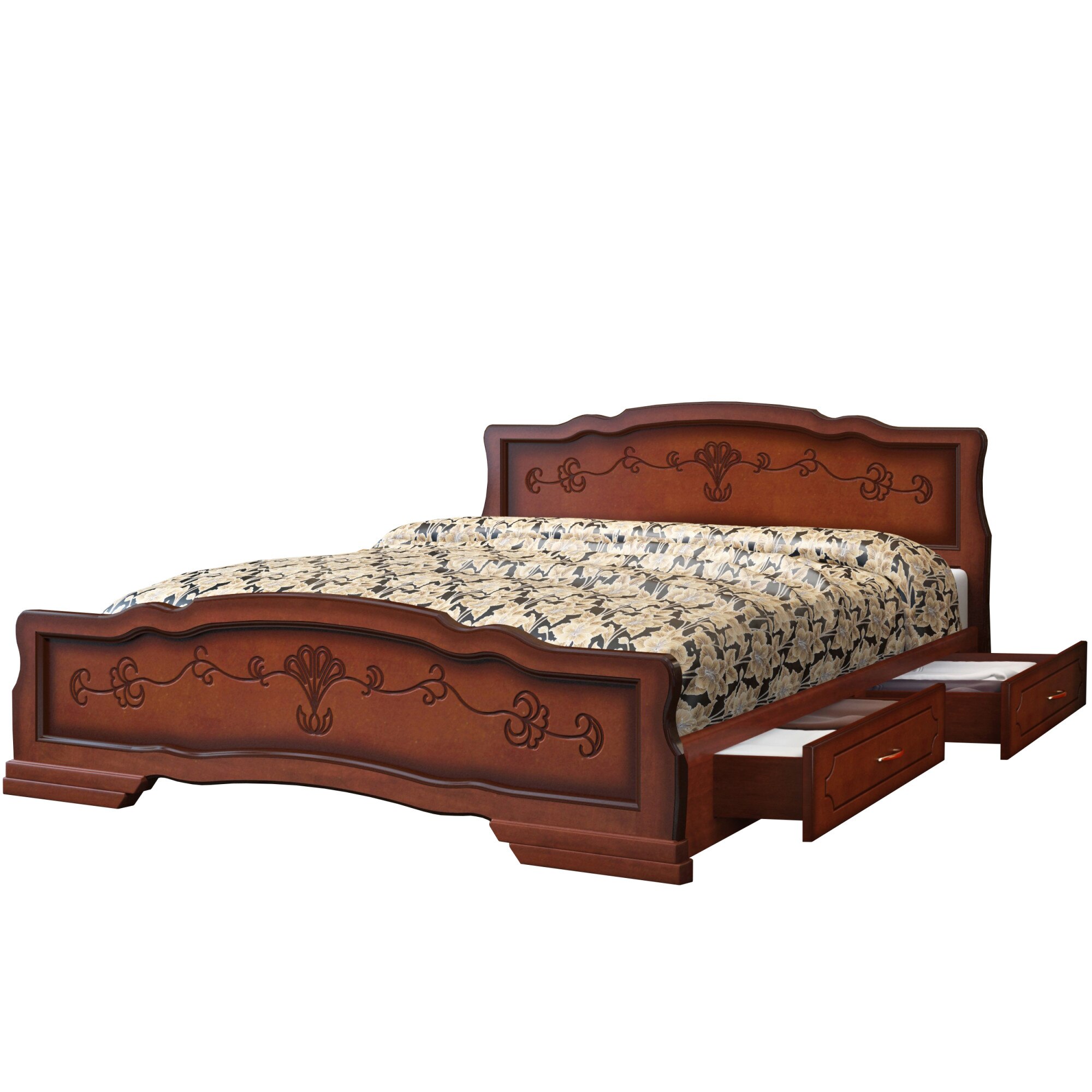 Pat Lemn KARINA 6 cu 2 SERTARE, 160x200cm, Nuc