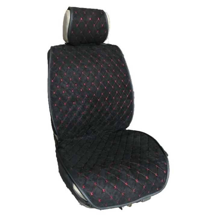 Комплект калъфи за седалки на кола SMARTIC, Super soft, 4 части, Черен/Червен