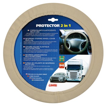 Husa volan protector elasticizat 2 in 1 - Bej Husa volan protector elasticizat 2 in 1 - Bej
