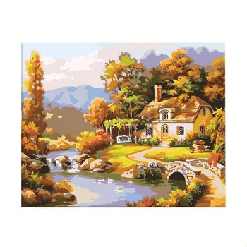 Set pictura pe numere Peisaj de toamna, 40*50cm, Funny Party Shop Set pictura pe numere Peisaj de toamna, 40*50cm, Funny Party Shop